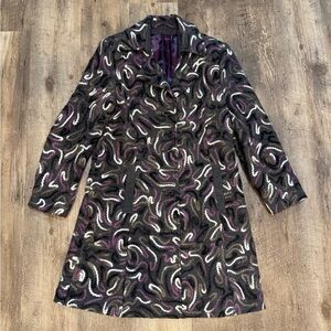 Wool Pea Coat with Purple Accents